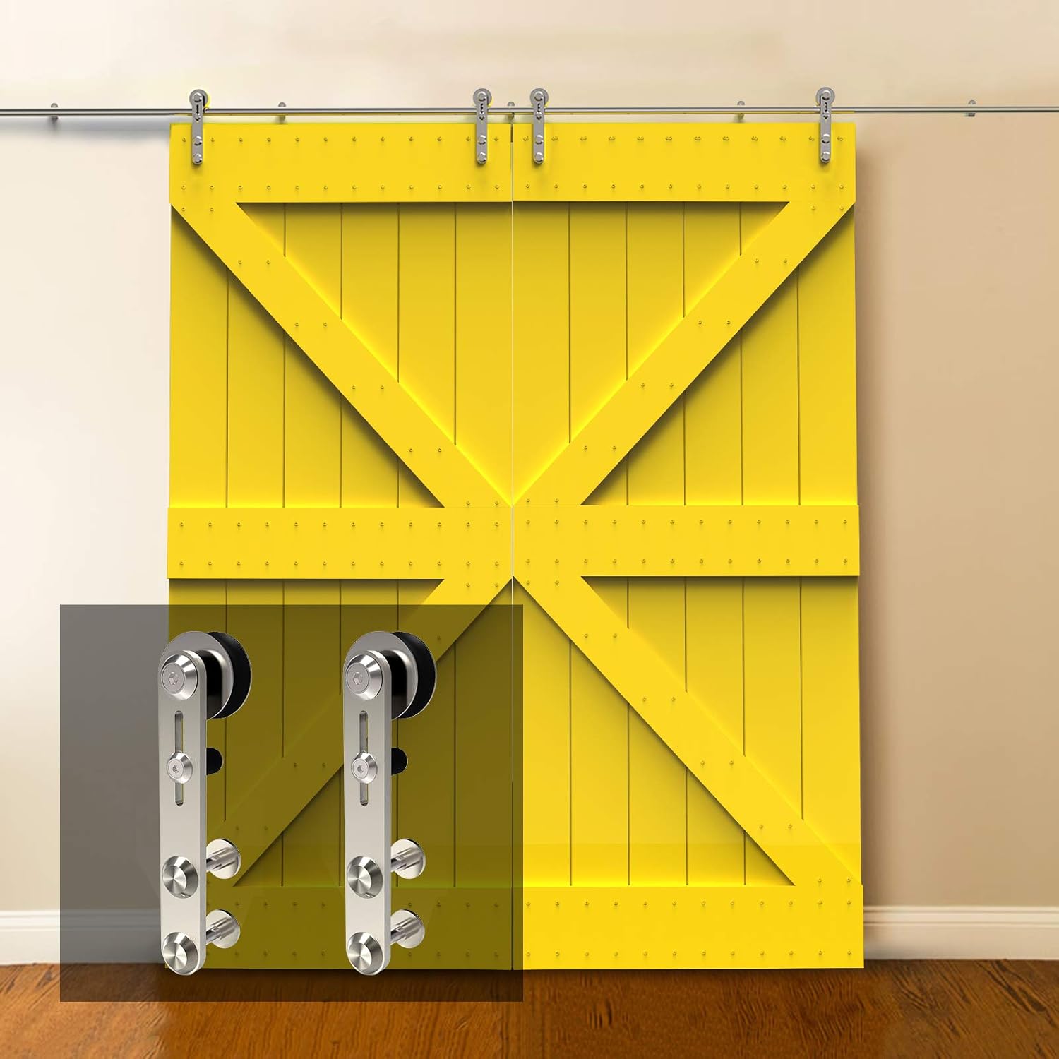 14FT Stainless Steel Sliding Double Barn Door Hardware Track Kit A85282