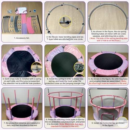 60" Round Baby Toddler Trampoline with Enclosure Net E3524