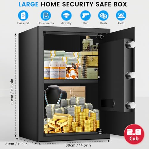 2.8 Cub Large Steel Fireproof Waterproof Home Security Safe Box with Electronic Keypad and Alarm System P957