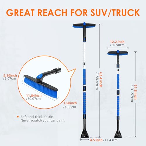 47.2" Ice Scraper with Extendable Snow Brush and Foam Grip J28763