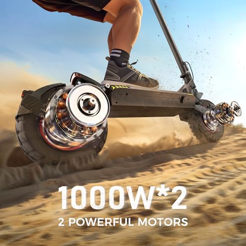 Electric Scooter with 50 Miles Long Range, 38 MPH Top Speed, 12" Offroad Pneumatic Tire E901