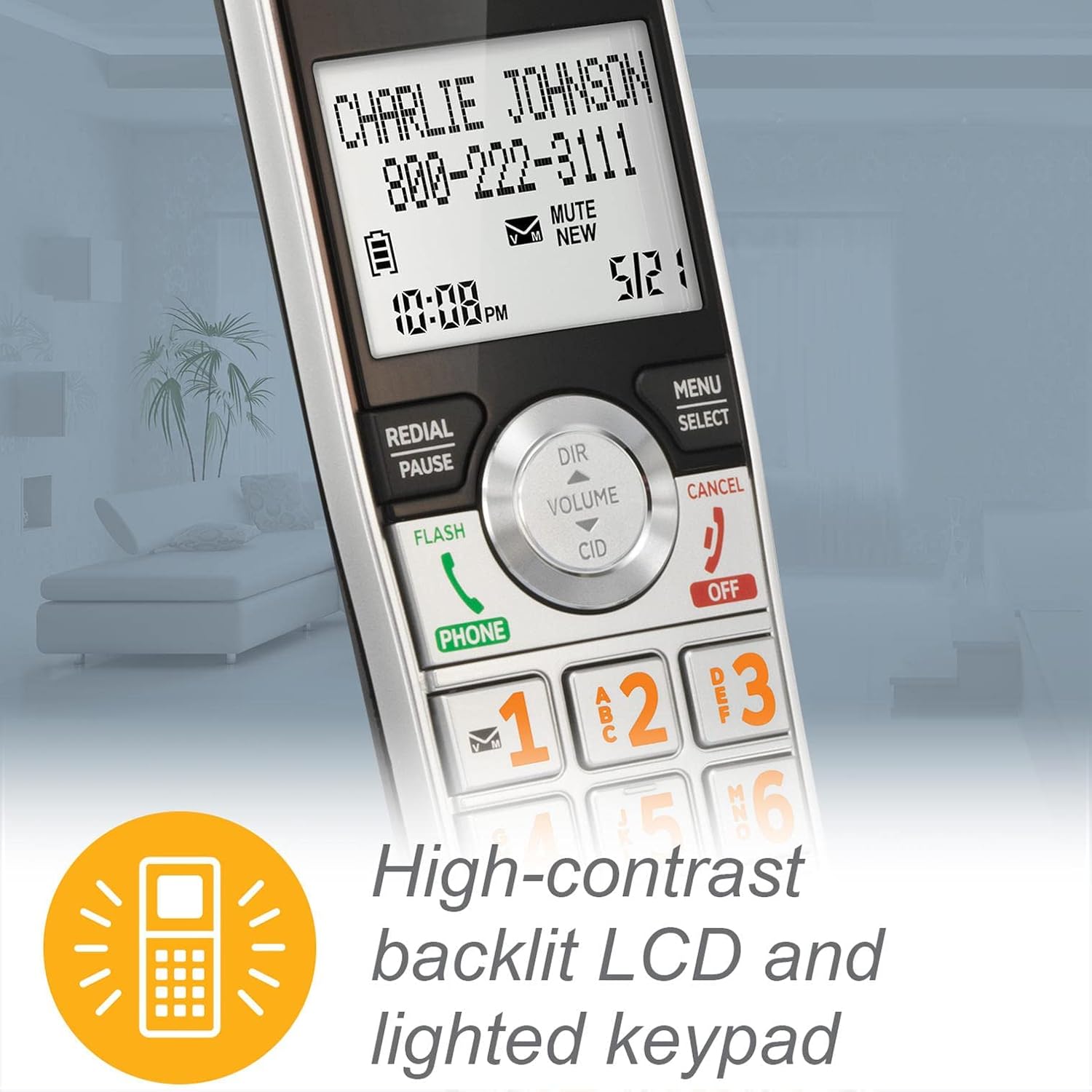 Silver Black 2-Handset Corded/Cordless Phone D55932