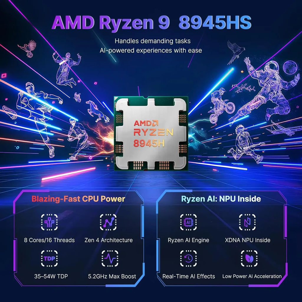 17.3 Gaming Laptop Ryzen 9 8945HS 32GB RAM 1TB SSD Radeon 780M Backlit Keyboard Fingerprint Blue C19496