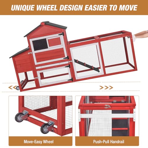 Grey Chicken Coop with Wheels and UV-Resistant Roof L45193
