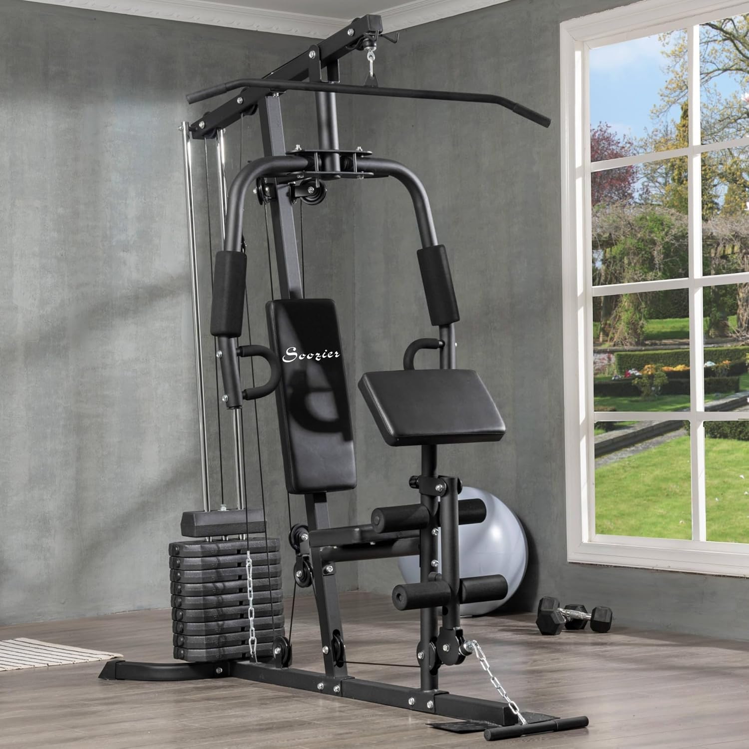 Multifunction Workout Station with 100Lbs Weight Stack Y8215