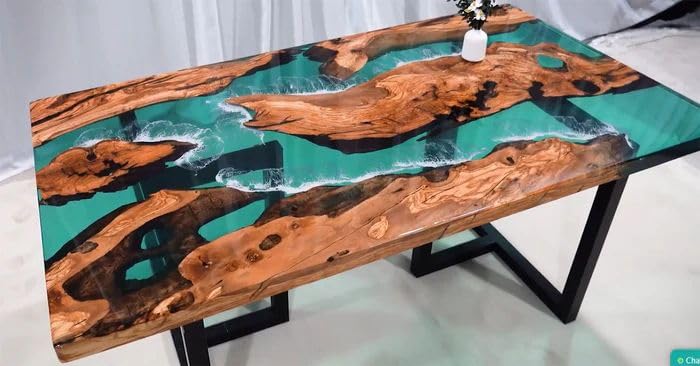 Walnut Rectangular Natural Wooden Dining Table with Metal Legs P8499