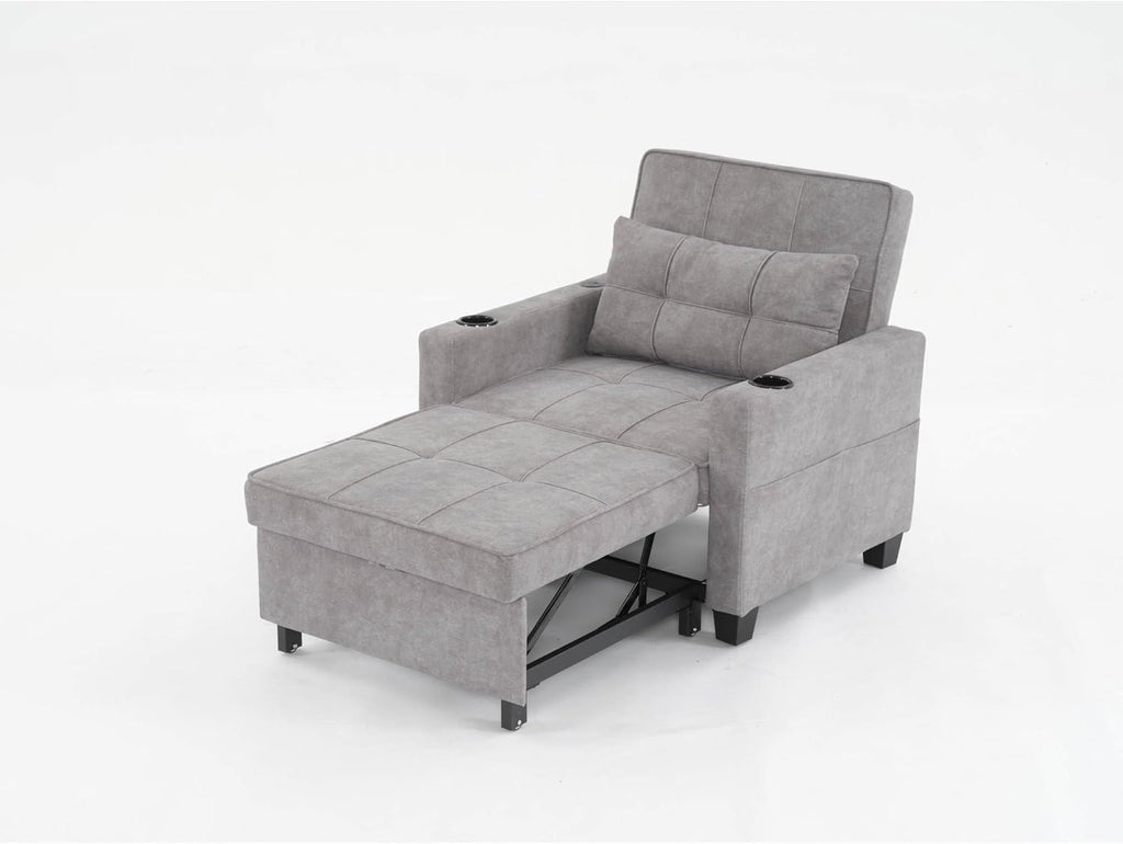 Light Grey 3-in-1 Pull Out Sleeper Chair Bed with USB Ports L434860