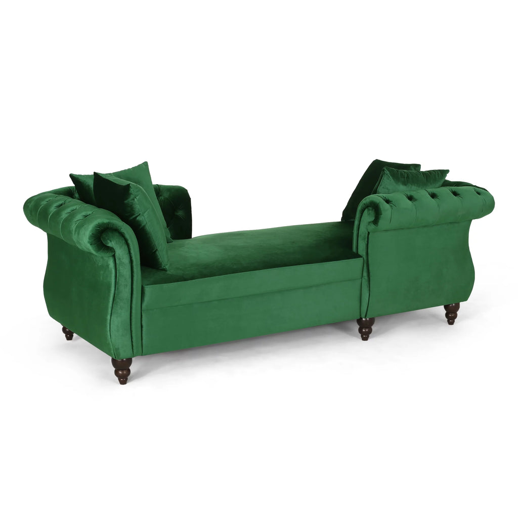 Emerald Fabric Tufted Chaise Lounge J158934
