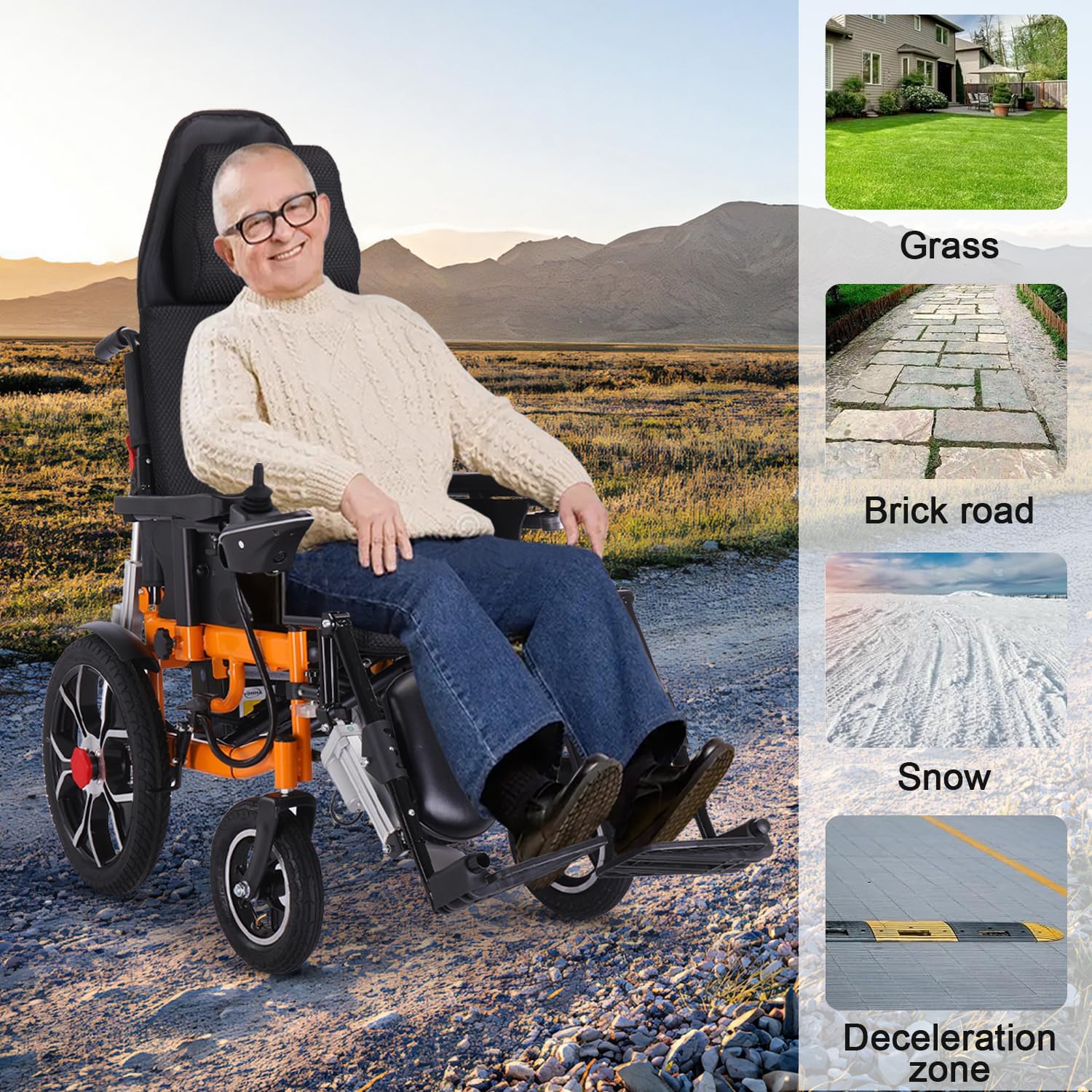 Lightweight Foldable Electric Wheelchair with Headrest S341