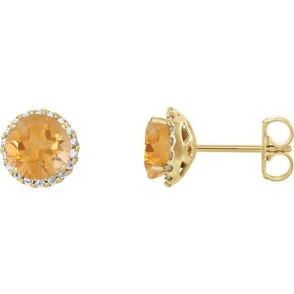 14K Yellow 6 mm Natural Citrine & 1/8 CTW Natural Diamond Earrings X618