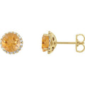 14K Yellow 6 mm Natural Citrine & 1/8 CTW Natural Diamond Earrings X618