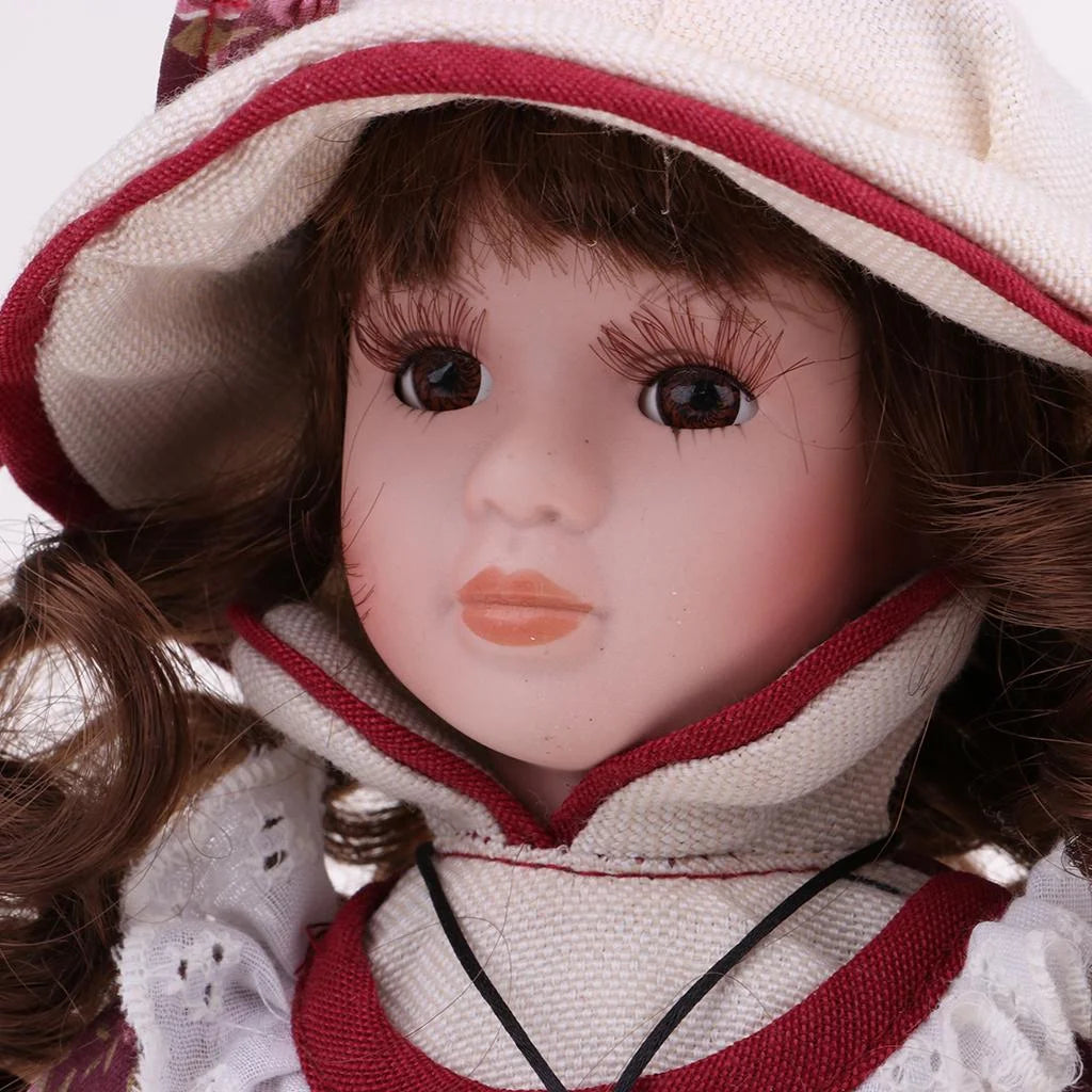 30cm Porcelain Doll Style Dress Suit Standing Girl Doll Desk Table Ornaments E253