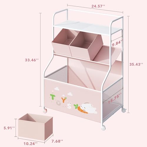 White 3-Tier Toy Storage Organizer with Wheels X272360