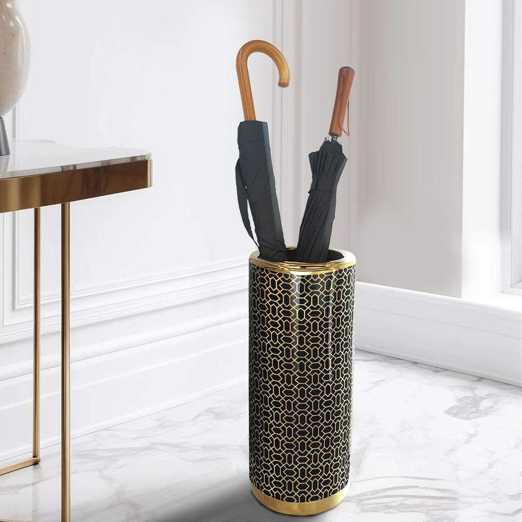 Black Gold Ceramic Umbrella Stand B325