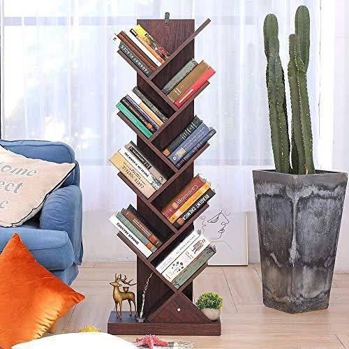 9-Shelf Tree Bookcase Wood Bookshelves H9886