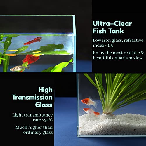 3 Gallon Rimless Low Iron Glass Fish Tank with Fish Net & Cleaning Tools H225370