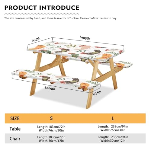 Fitted Rectangle Picnic Table Cover with Bench Covers A785802