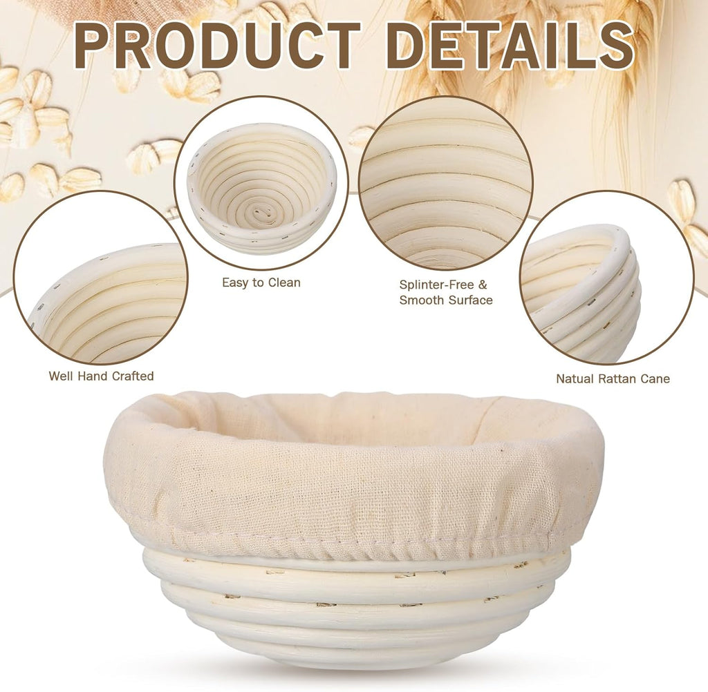 20 Pcs Bread Proofing Basket Set with Linen Liner E678