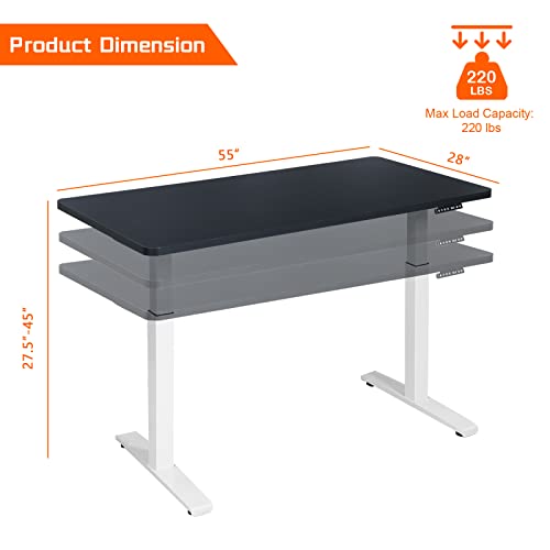 55" x 28" Height Adjustable Electric Standing Desk with Solid One-Piece Desktop L483461
