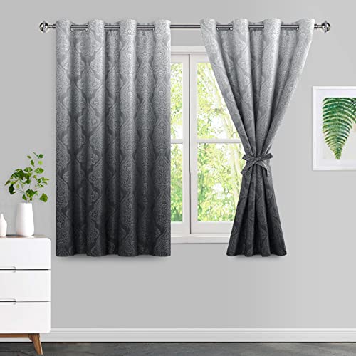 Navy Blue Grommet Curtains, W 42 x L 84 Inch, Set of 2 Panels A646