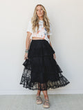 Elowen Ruffle Maxi Skirt - Black