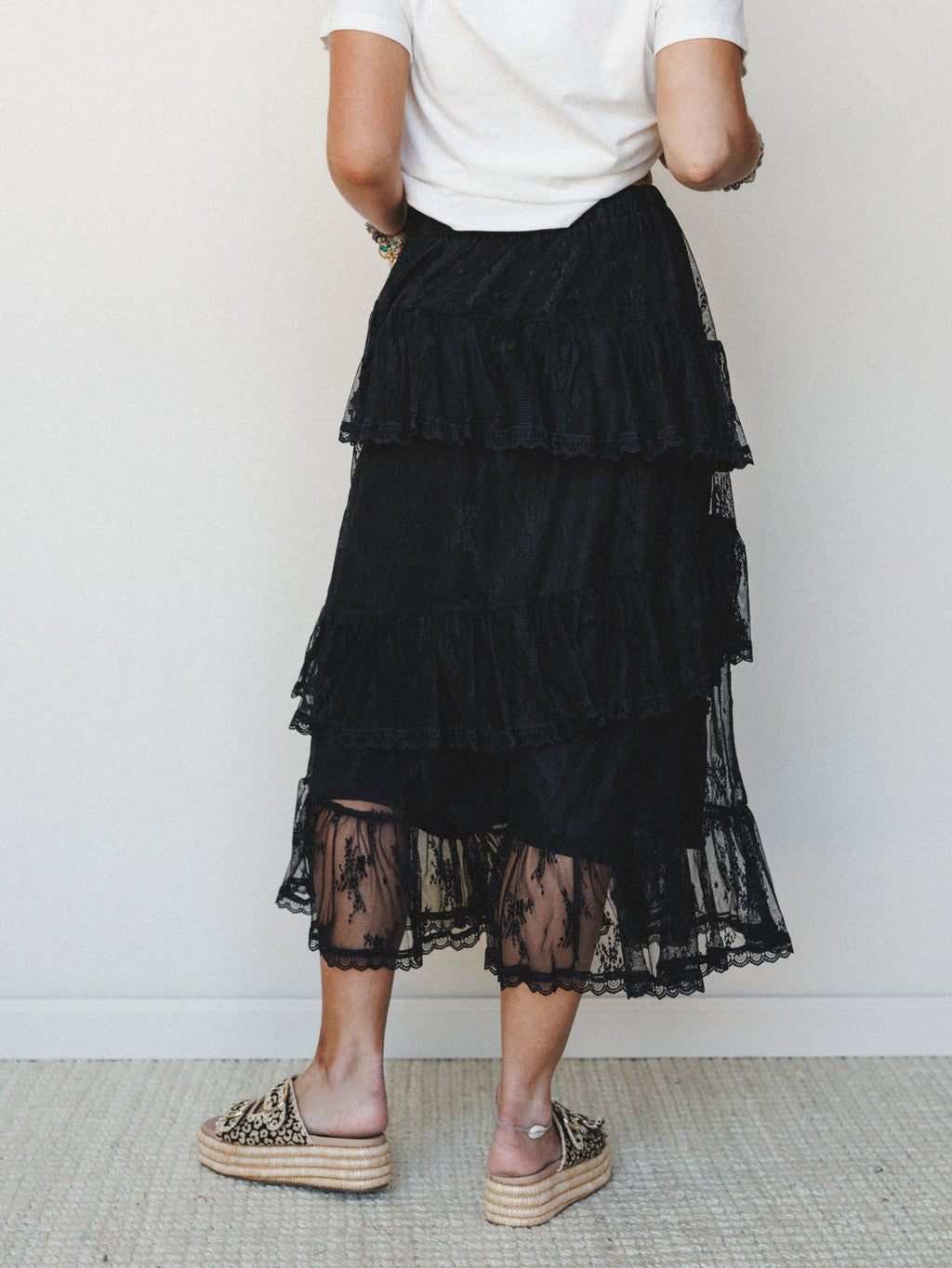 Elowen Ruffle Maxi Skirt - Black