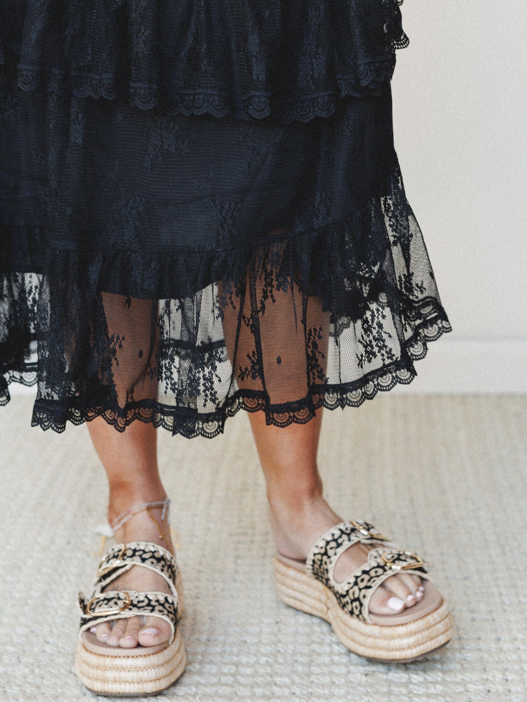 Elowen Ruffle Maxi Skirt - Black
