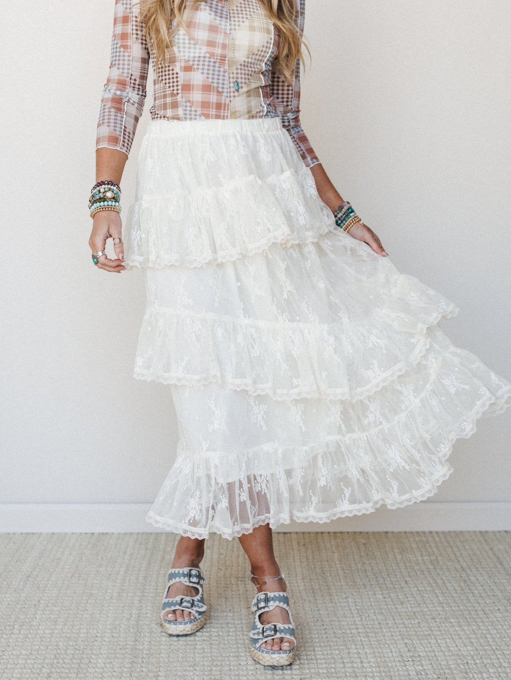 Elowen Ruffle Maxi Skirt - Ecru