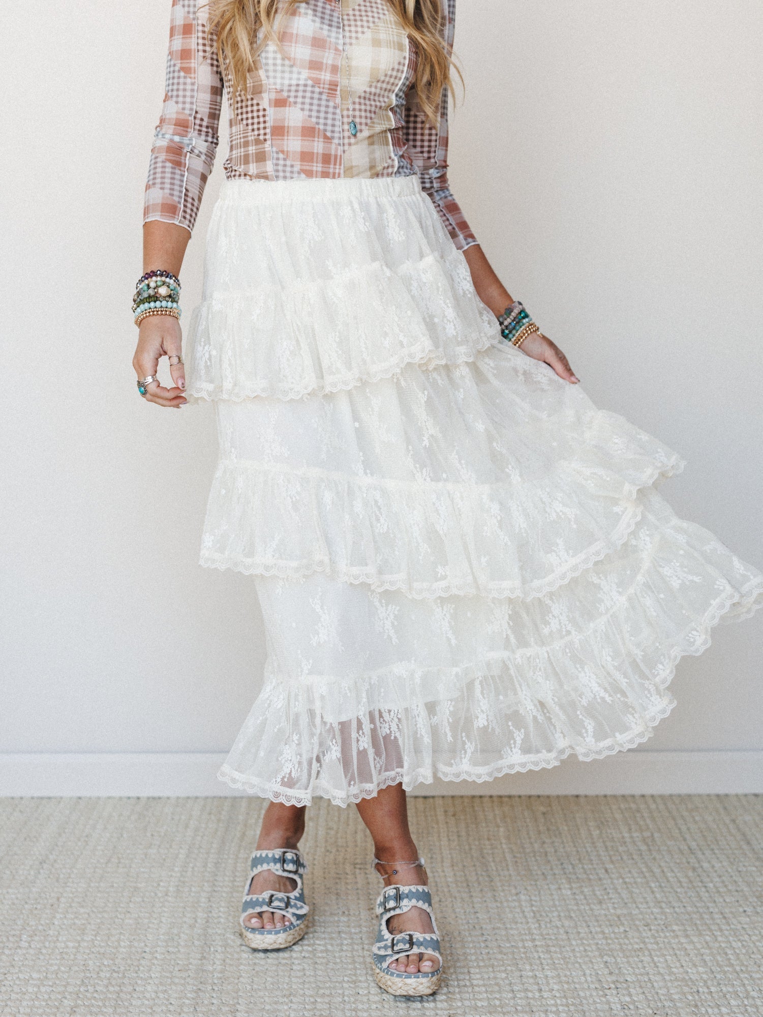 Elowen Ruffle Maxi Skirt - Ecru