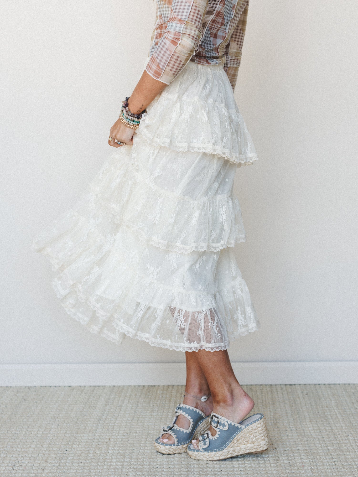 Elowen Ruffle Maxi Skirt - Ecru