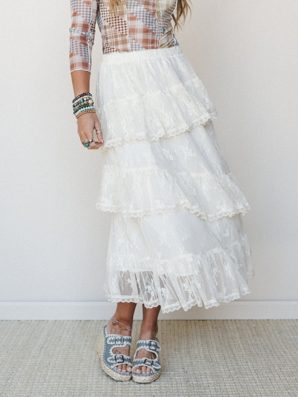 Elowen Ruffle Maxi Skirt - Ecru