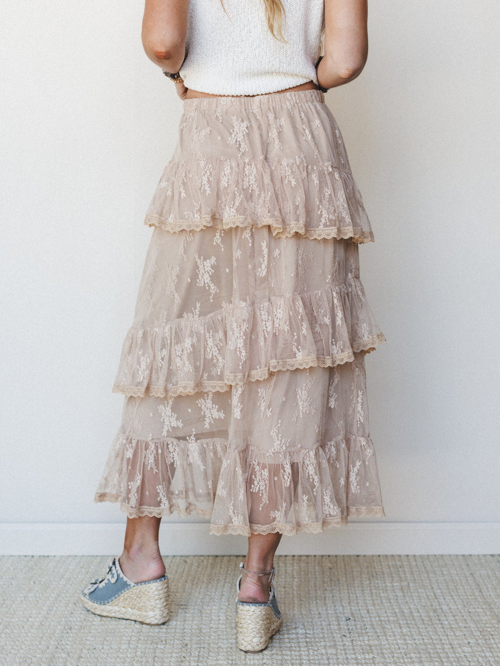 Elowen Ruffle Maxi Skirt - Latte