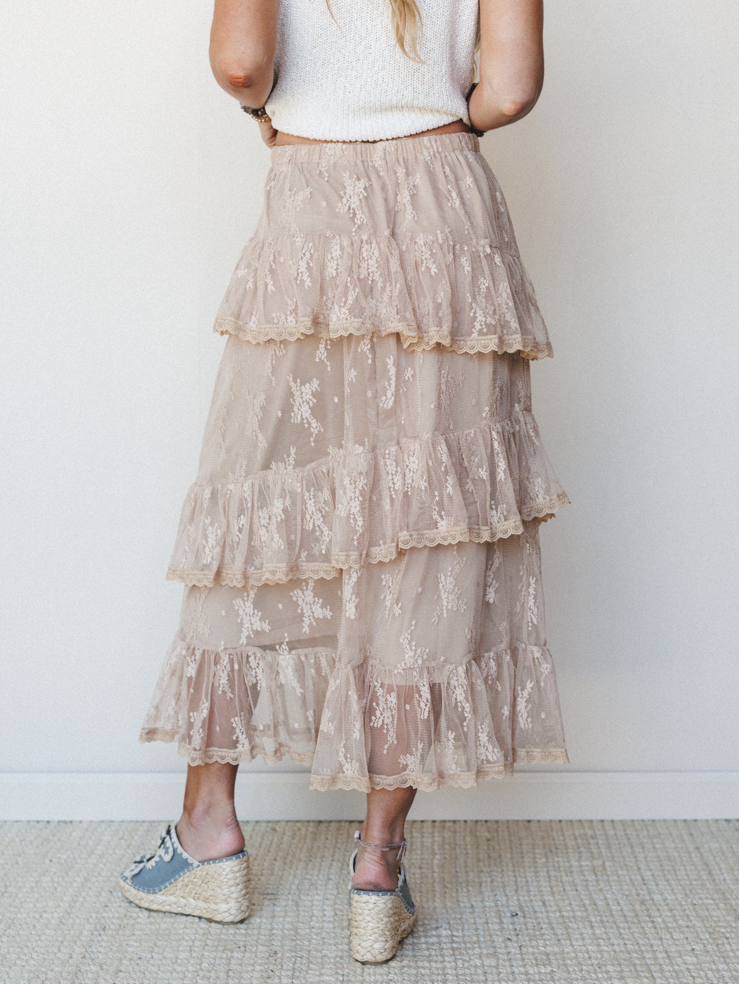 Elowen Ruffle Maxi Skirt - Latte