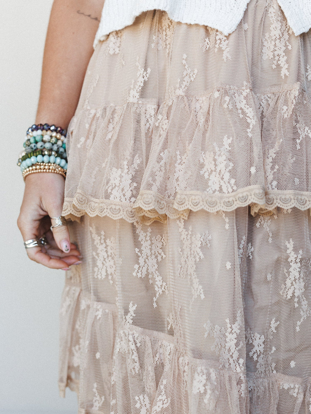 Elowen Ruffle Maxi Skirt - Latte