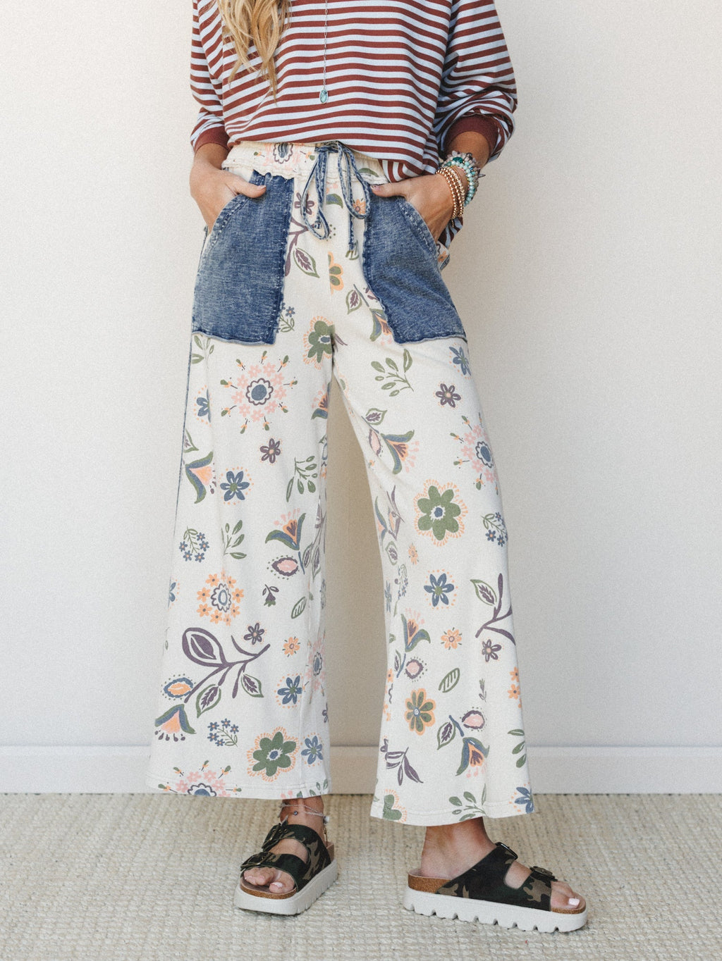 Fable Floral Pants - Ecru