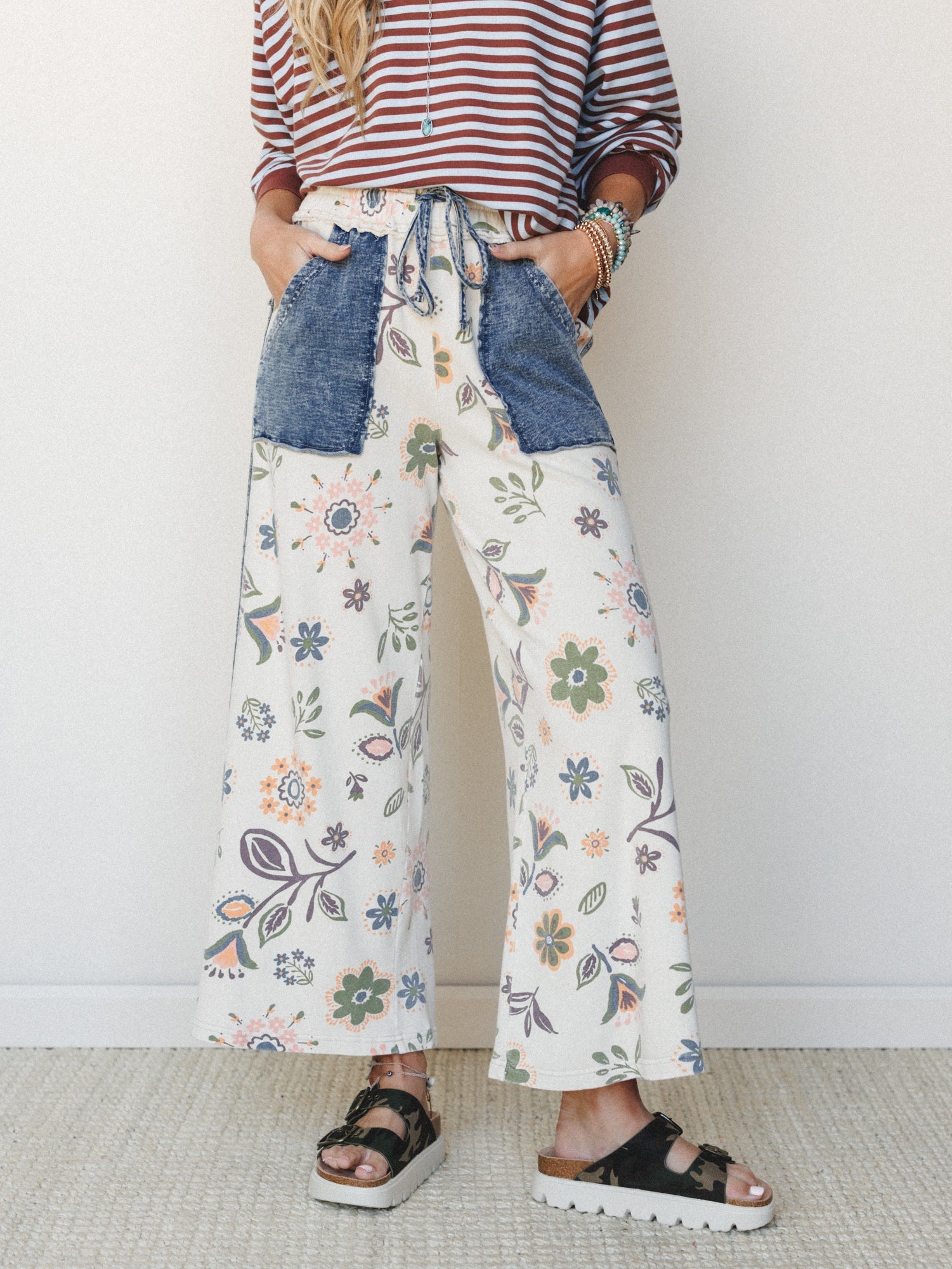 Fable Floral Pants - Ecru