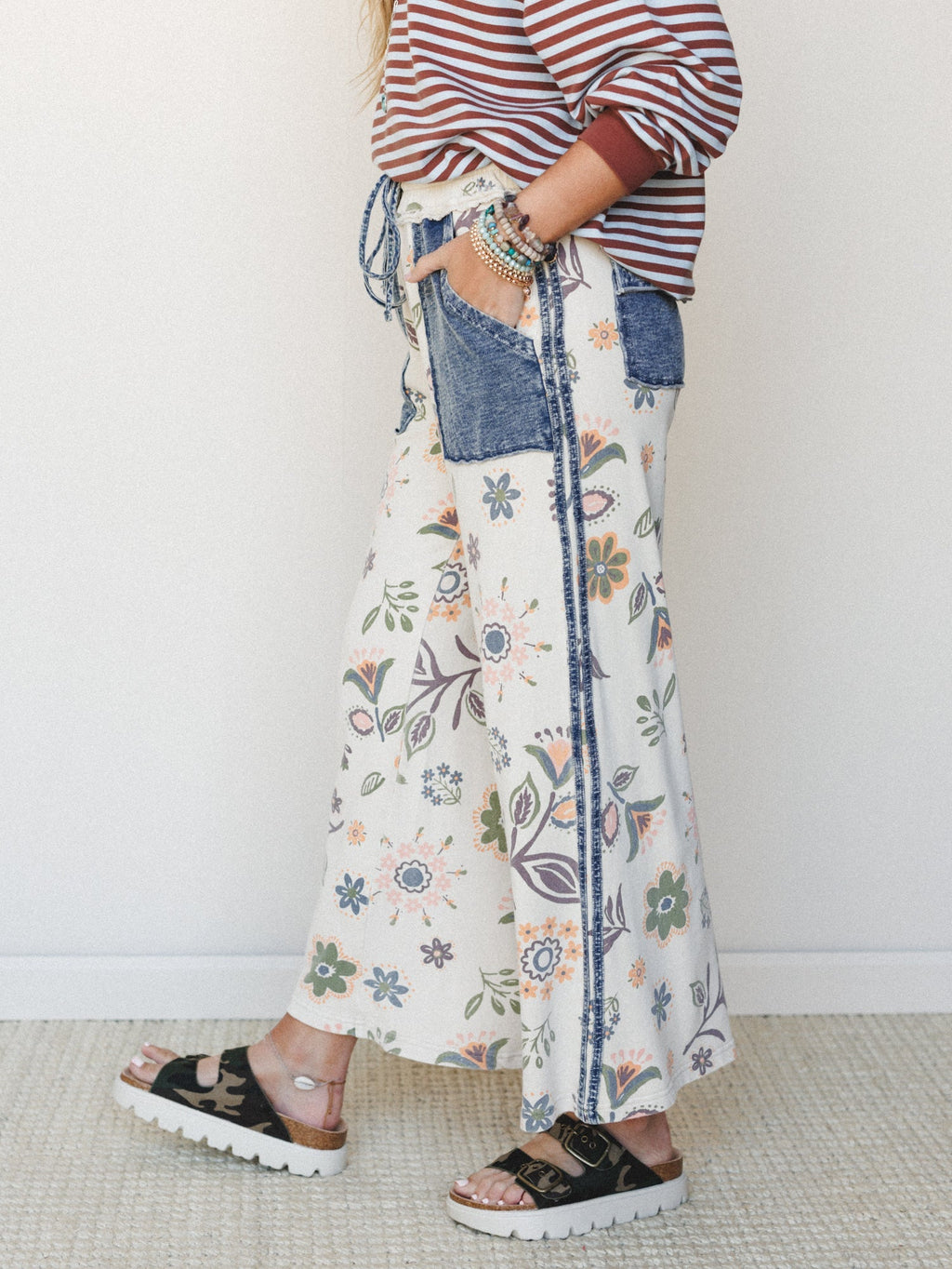 Fable Floral Pants - Ecru