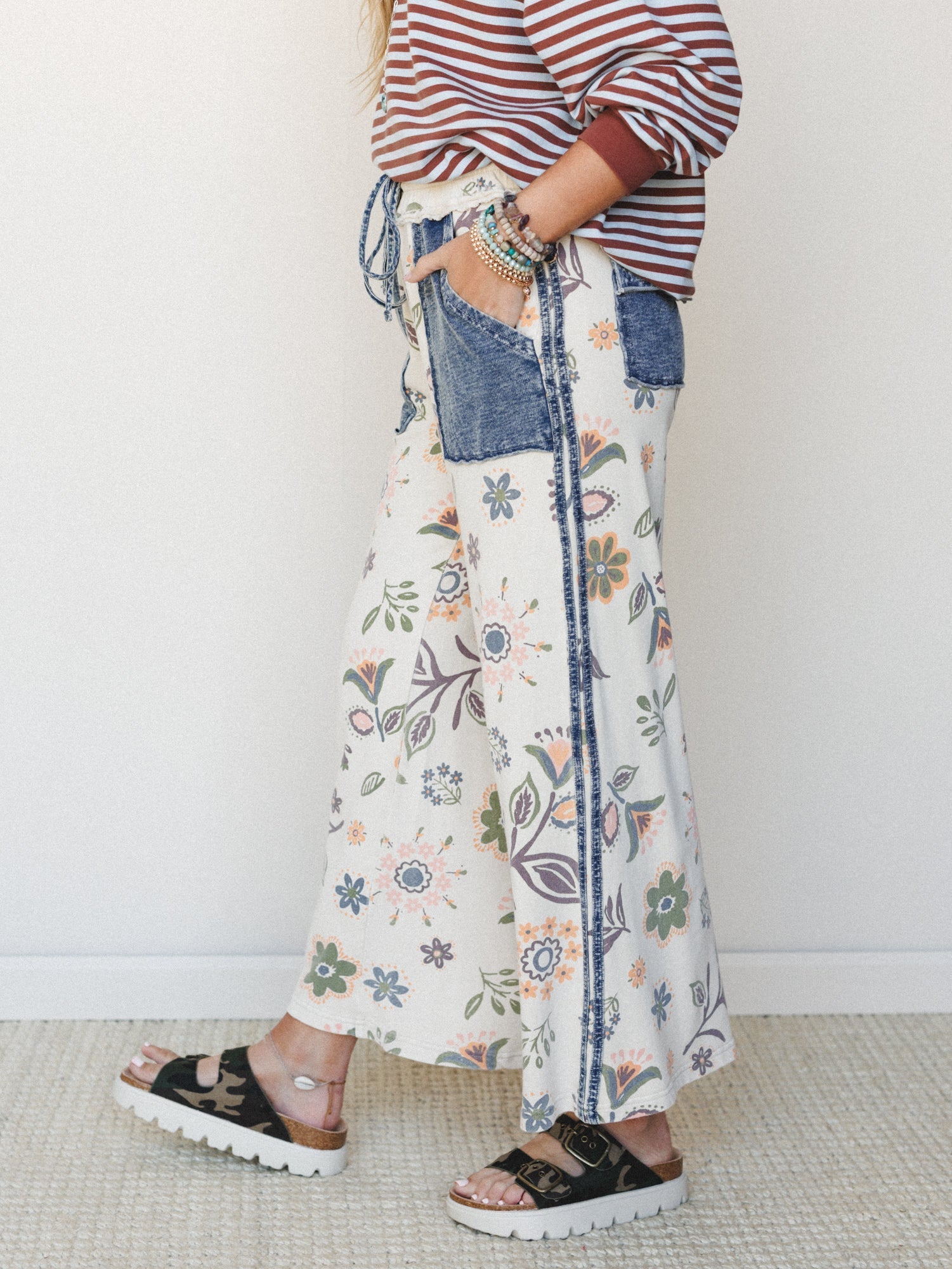 Fable Floral Pants - Ecru