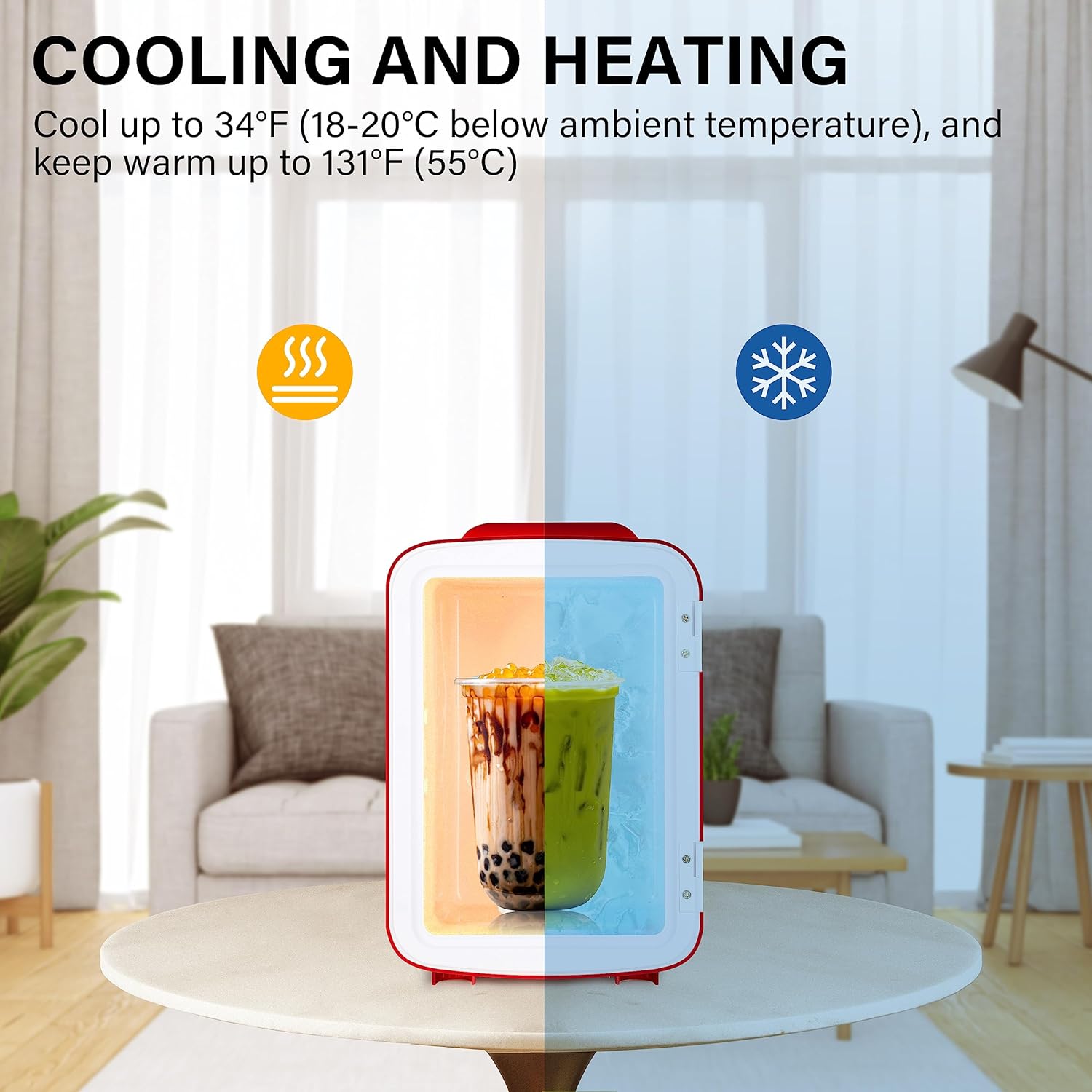 4L Mini Fridge Portable Cooler Warmer Freon-Free Small Refrigerator Red F424