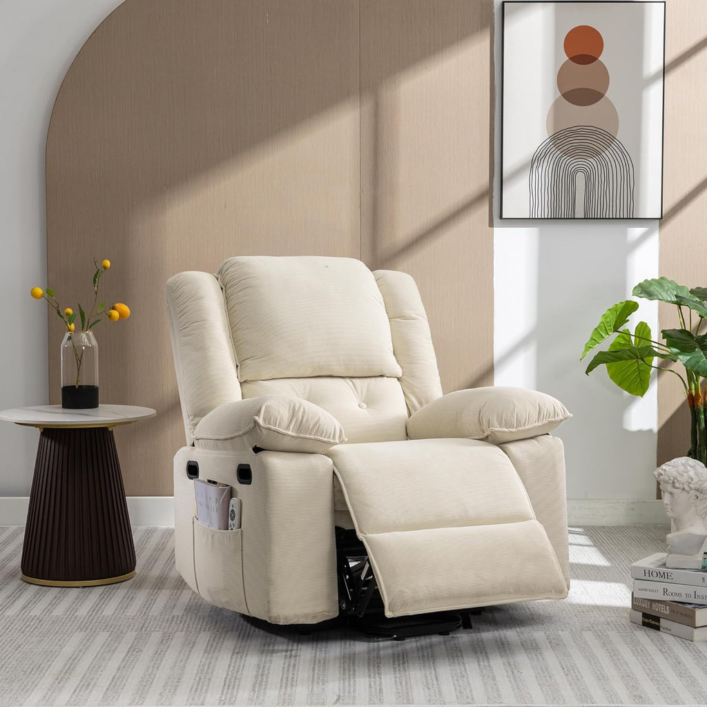 Beige Power Lift Massage Recliner Chair R3311