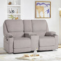 Light Gray 2 Seater Manual Reclining Sofa with Cup Holders T64401