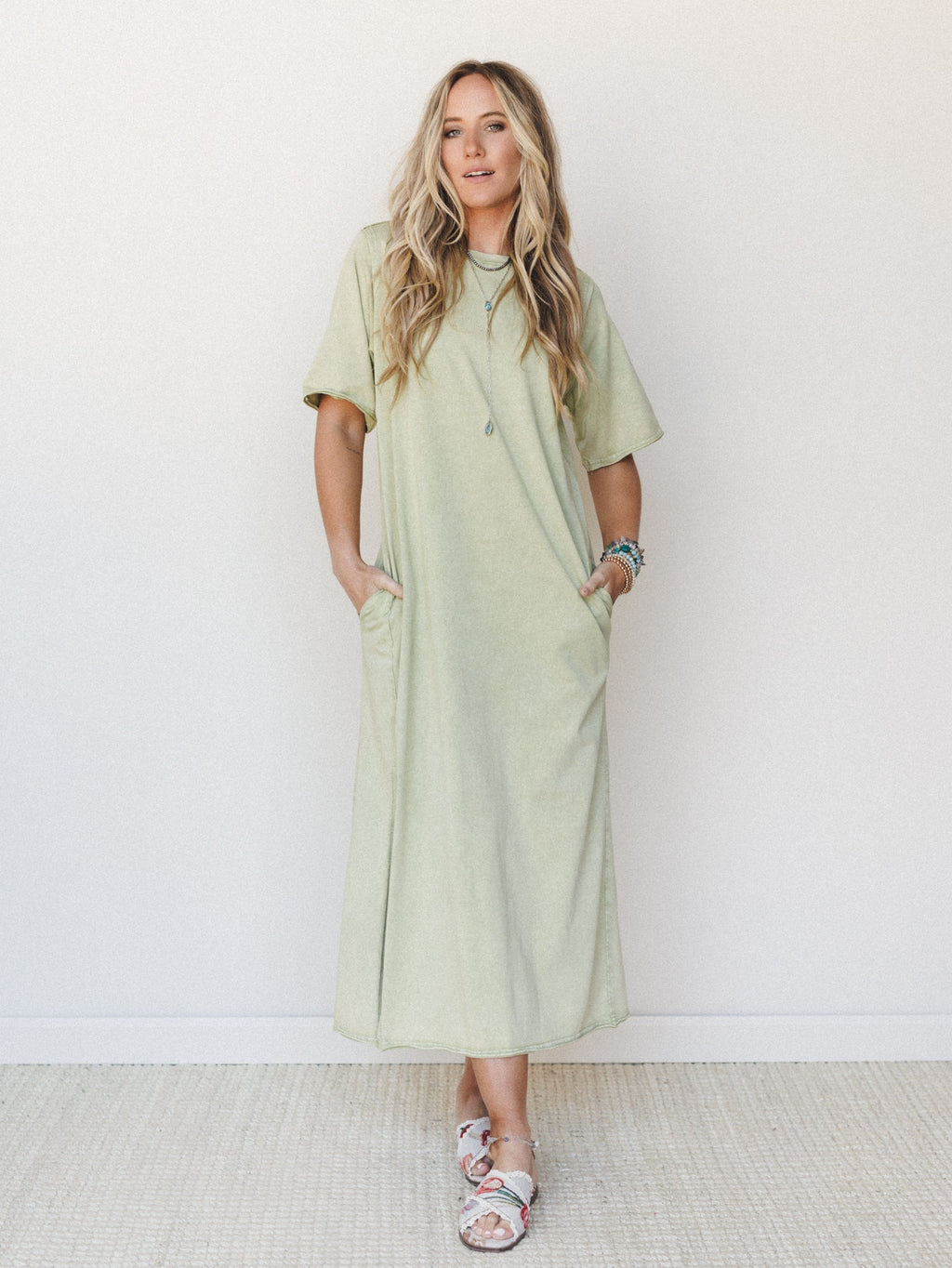 Skye Maxi Tee Dress - Sage