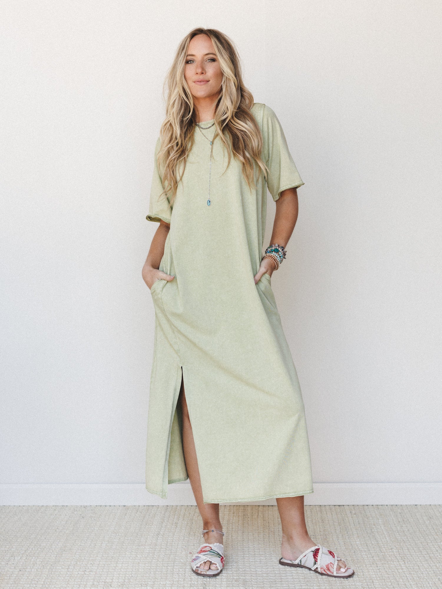Skye Maxi Tee Dress - Sage