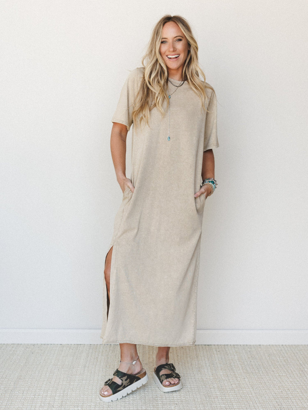 Skye Maxi Tee Dress - Toast