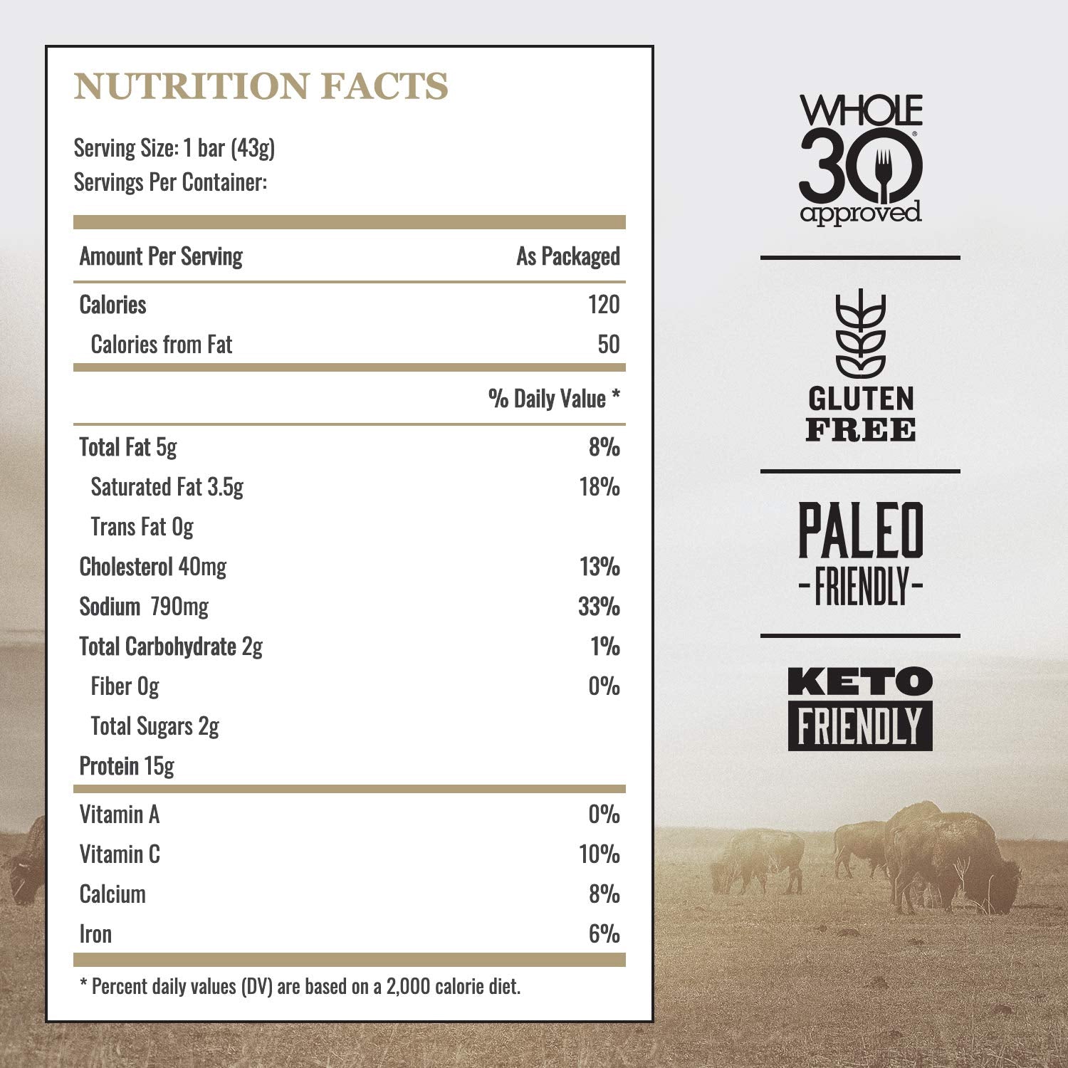Venison Sea Salt & Pepper Bars, 4ct Box 1.5oz Bars K947827