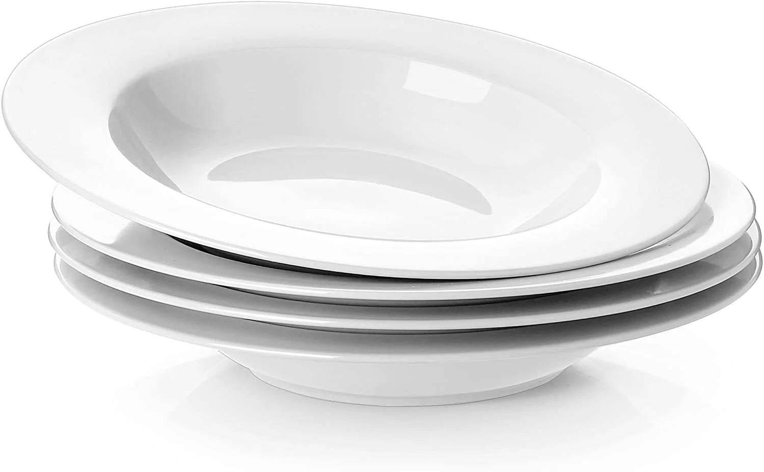 White Porcelain Rimmed Soup Bowls Set of 4 E476817