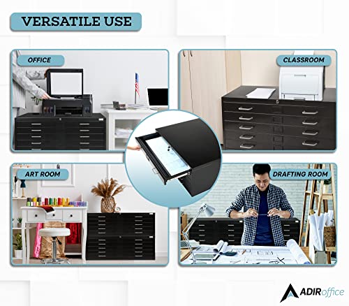 Black 5-Drawer Flat File Cabinet P73141