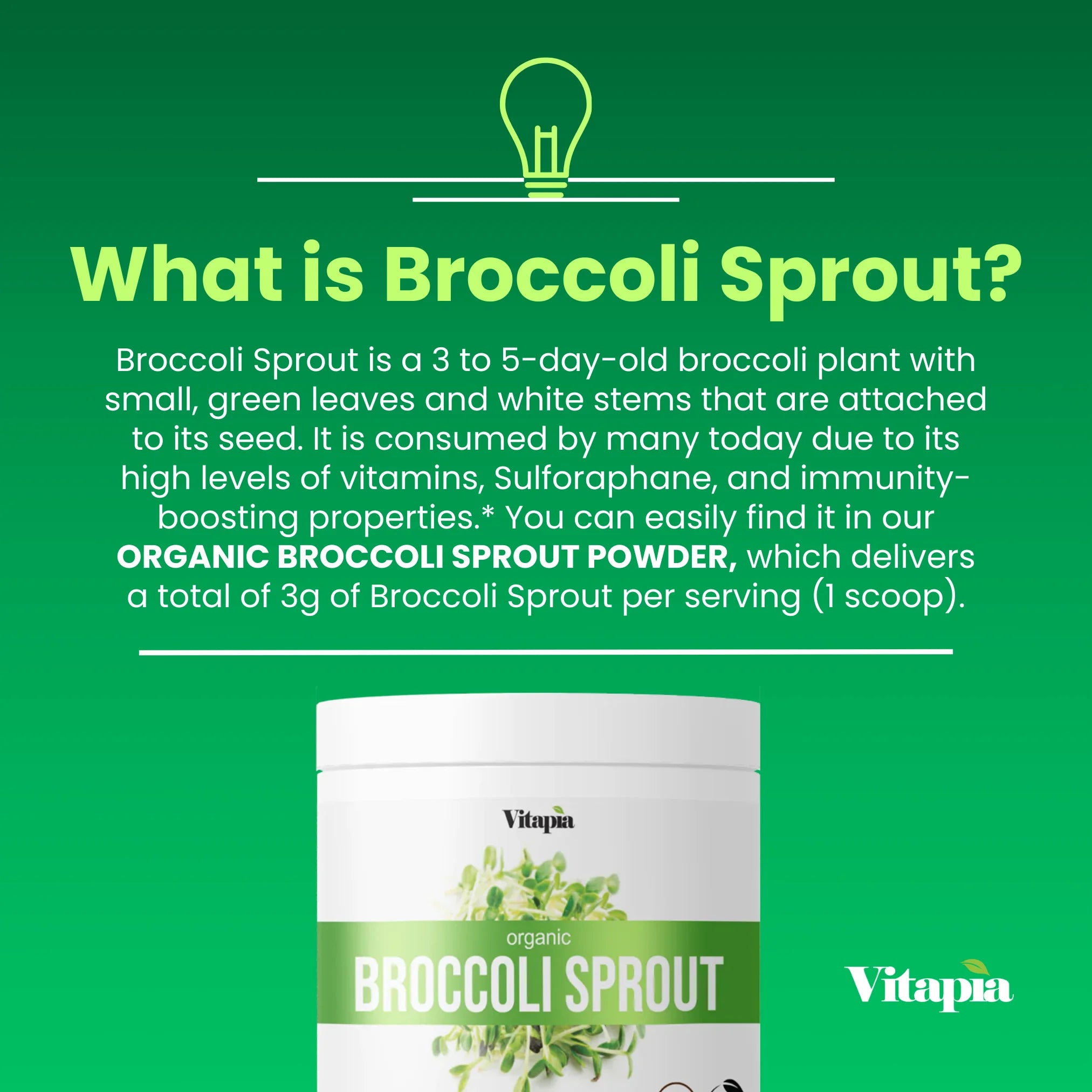 Organic Broccoli Sprout Powder, Non GMO, Gluten Free, 33 Servings C74252