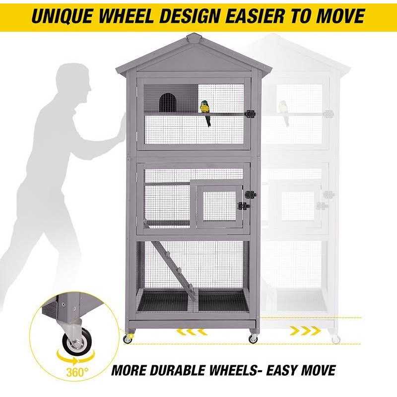 Wooden Large Bird Cage on Wheels O823481