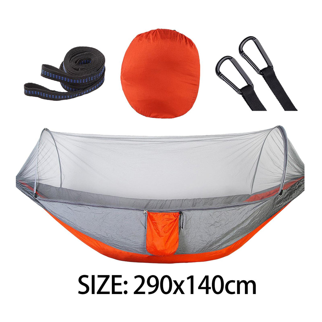 Orange Gray Camping Hammock with Net and Carrying Bag Y18561